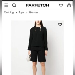 Jonathan Simkhai Sharon Long-Sleeve Crepe Blouse NWT $395